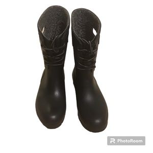 Bogs Amanda Lace Waterproof Rain Boots Black Size 8